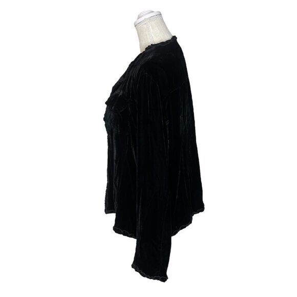 Chico’s Silk Blend Velvet Cardigan Style Jacket With Ruffle Detail - Picture 10 of 14